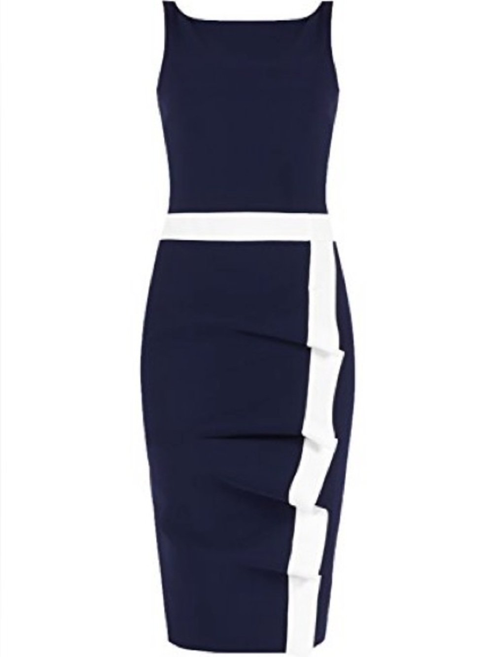 Chiara Boni Navy with White Accent Midi Sheath Dress